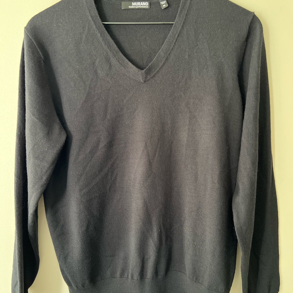 Murano Black V-Neck Sweater Classic Pullover